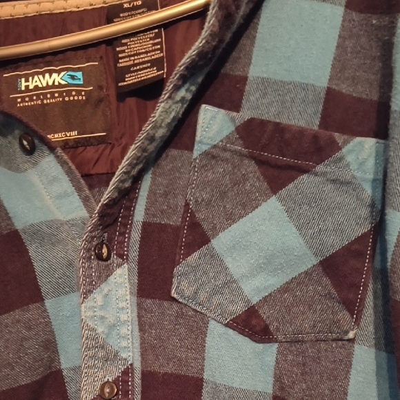 Tony Hawk Skateboarding Blue Flannel Plaid Button Down Jacket Shacket - Picture 8 of 10